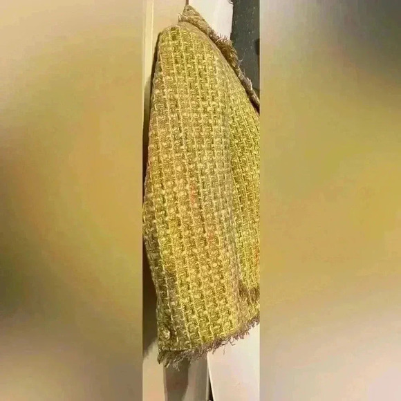 Chadwick, women's size 2P blazer,  pastel colors, fringe trim, lined, EUC New - Picture 4 of 8